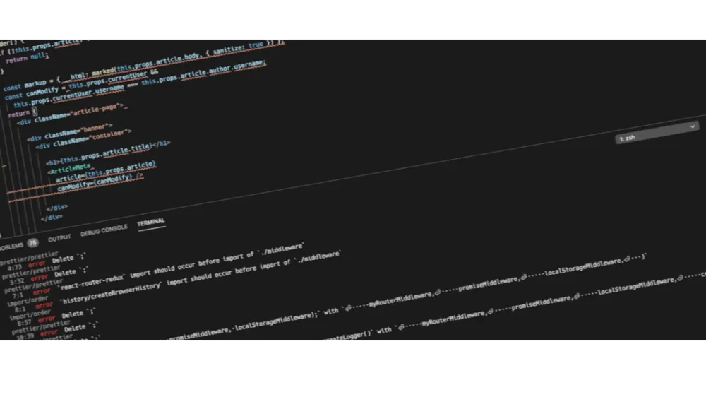 Screenshot of coding - ESLint
