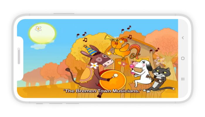 Example of subtitles in “Best Kids Stories: bedtime” app
