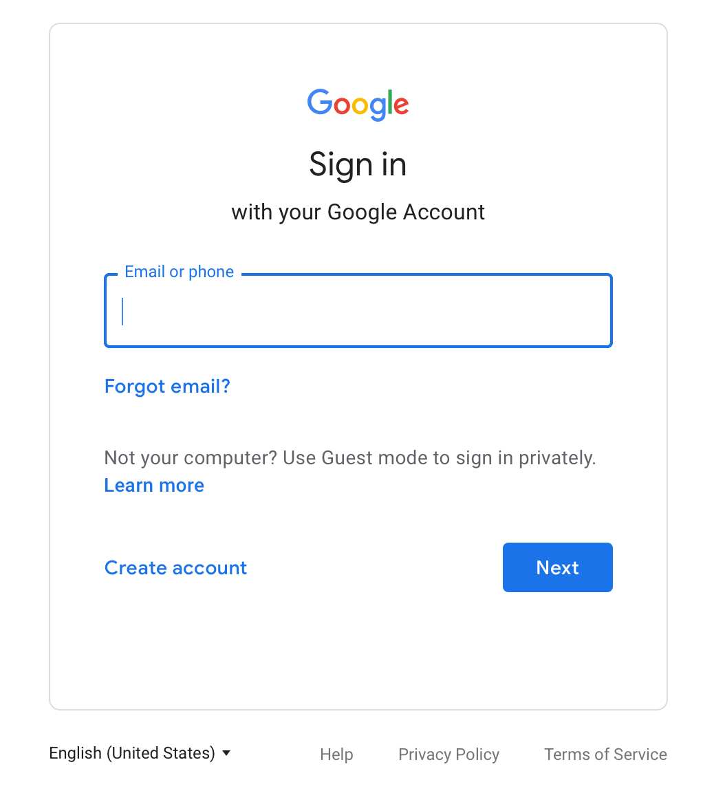 Gmail's login page