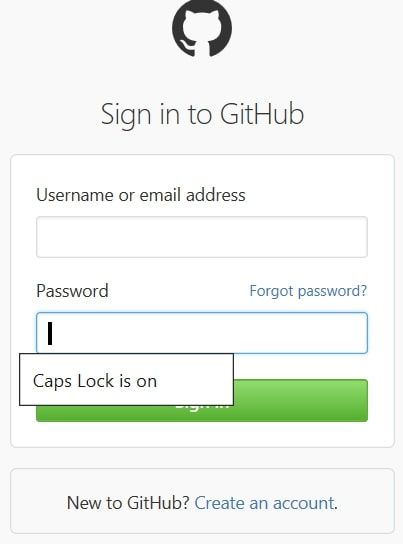 GitHub's login page