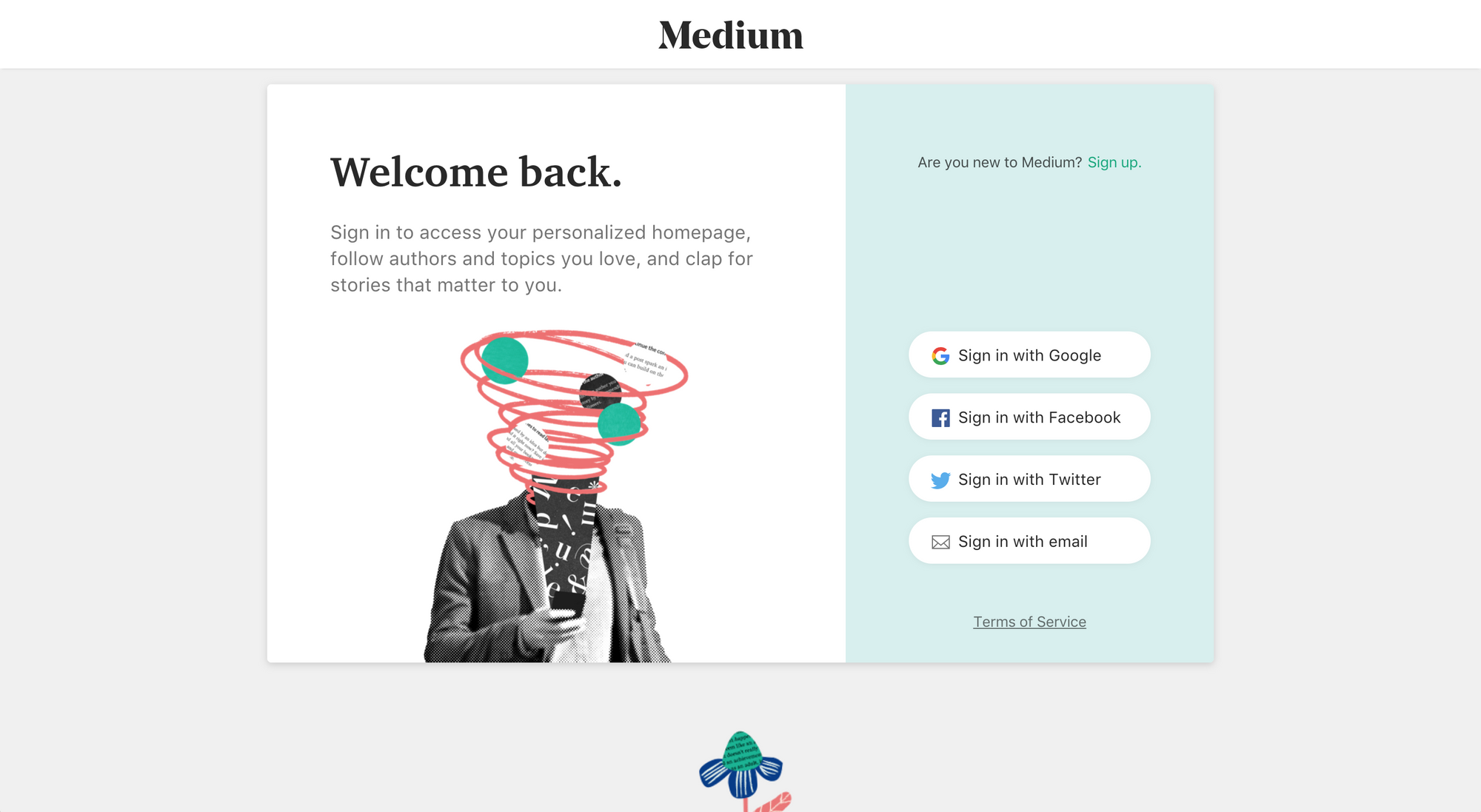 Medium's login page