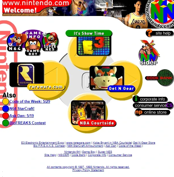 Nintendo Website 1998