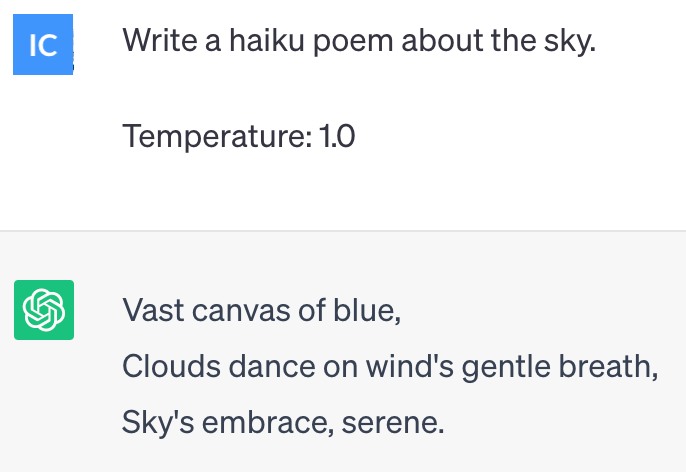 ChatGPT high temperature prompt asking to write a poem