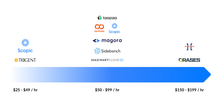 Comparison between healthcare software development companies' cost.