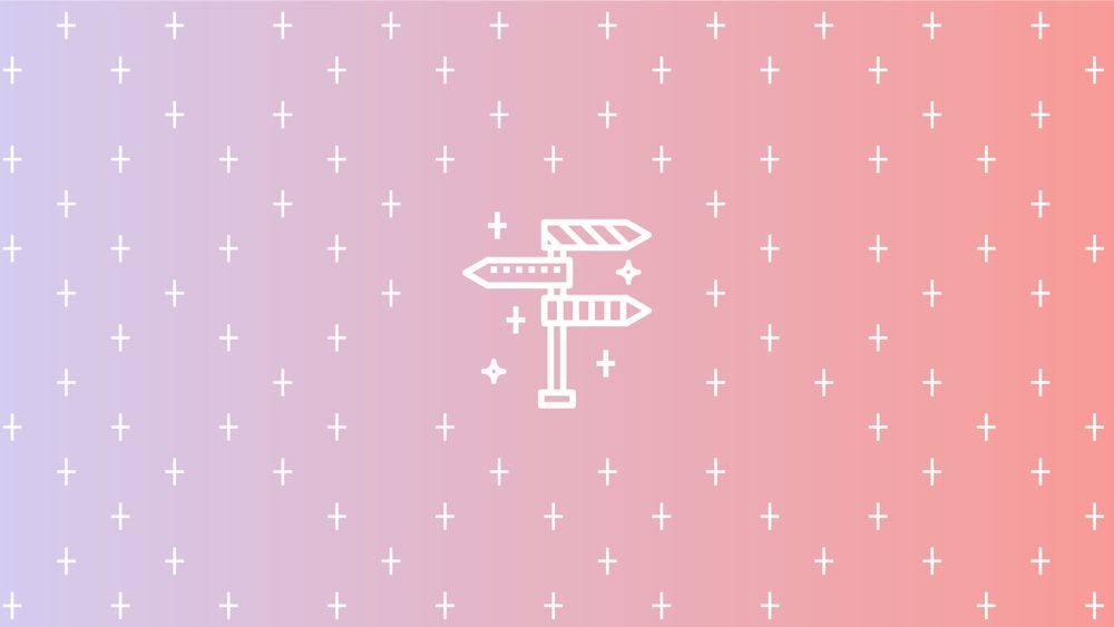 Design of arrows in a pink background demonstrating UI trends