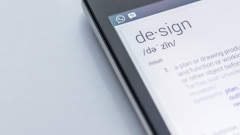 Mobile screen showing the definition of design