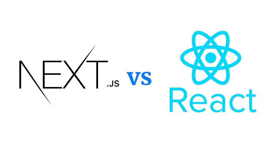 Image showing the Next js vs React logos. 