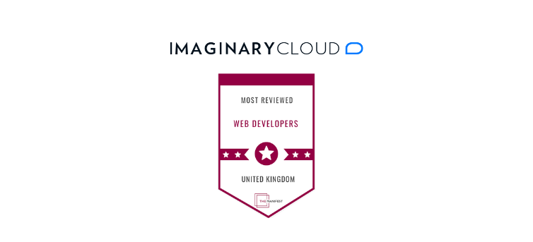 Imaginary Cloud logo and UK's most reviewed web developers 2023 by The Manifest logo