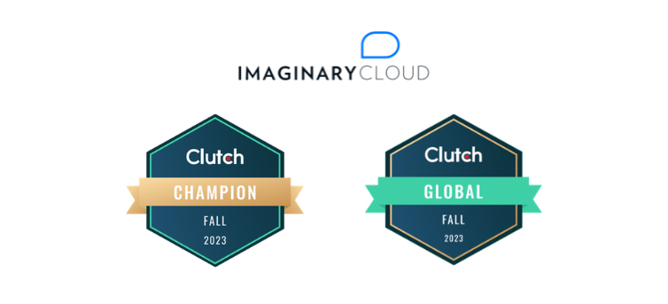 Imaginary Cloud logo and ClutchChampion and Global Fall 2023 badges