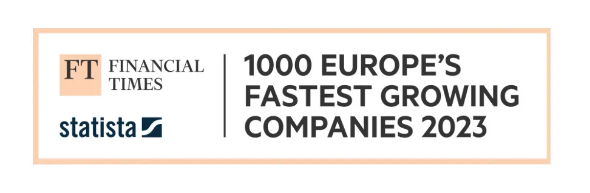 Logo of Financial Times 1000 Europe's fastest growing companies 2023.